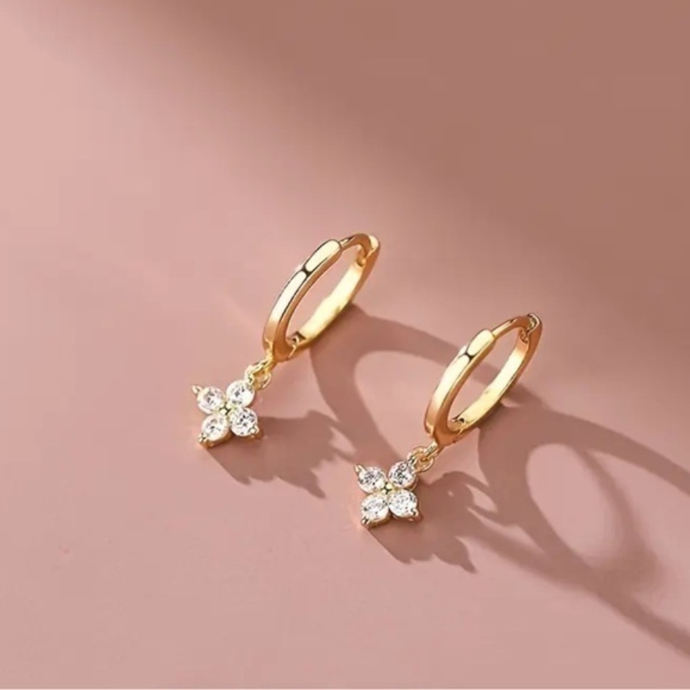 Gold tone Floral Hoop Earrings